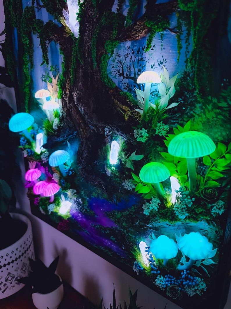 Enchanted Mushroom LED Wall Light - Handcrafted, Rechargeable & Dimmable