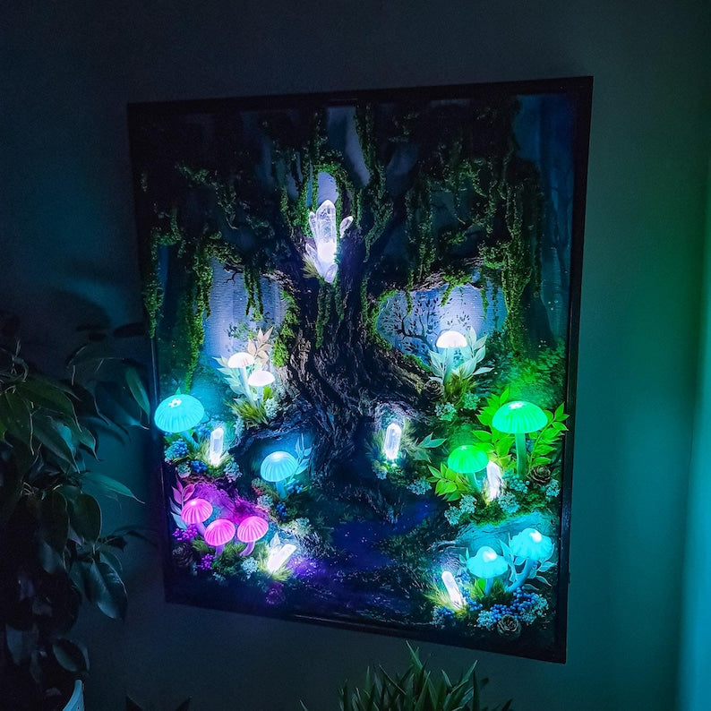 Enchanted Mushroom LED Wall Light - Handcrafted, Rechargeable & Dimmable