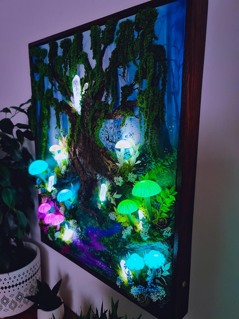 Enchanted Mushroom LED Wall Light - Handcrafted, Rechargeable & Dimmable