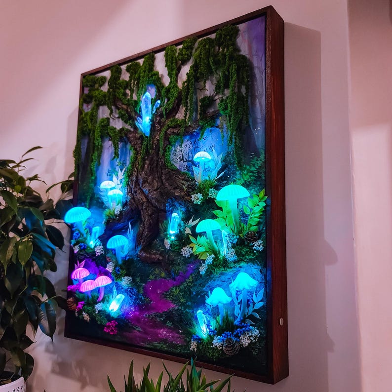 Enchanted Mushroom LED Wall Light - Handcrafted, Rechargeable & Dimmable