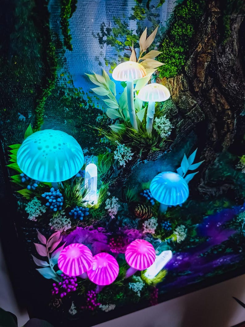 Enchanted Mushroom LED Wall Light - Handcrafted, Rechargeable & Dimmable