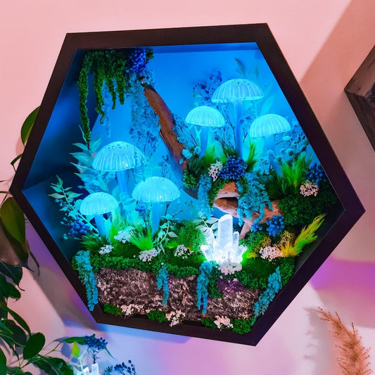 Handcrafted Crystal Mushroom Night Light - Unique Wooden Lamp Gift