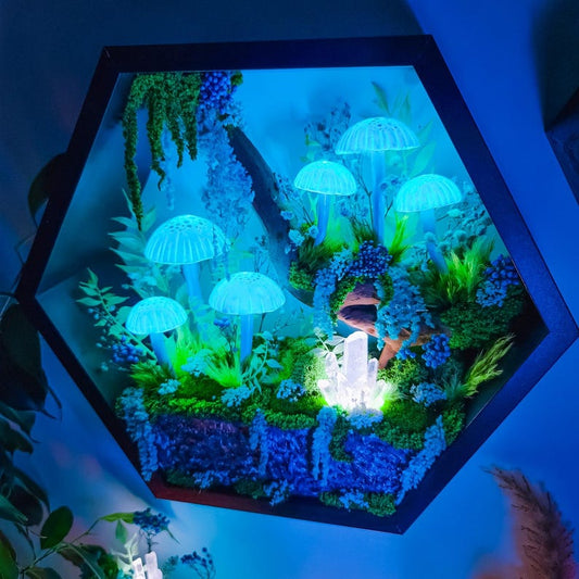 Handcrafted Crystal Mushroom Night Light - Unique Wooden Lamp Gift