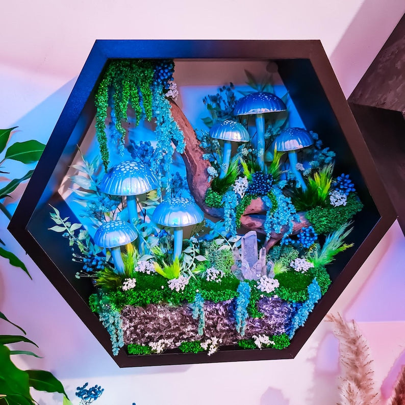 Handcrafted Crystal Mushroom Night Light - Unique Wooden Lamp Gift