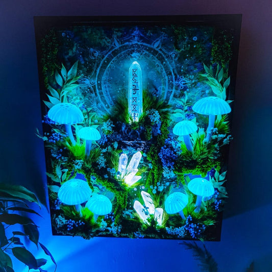 Handcrafted Crystal Mushroom Night Light - Unique Wooden Lamp Gift