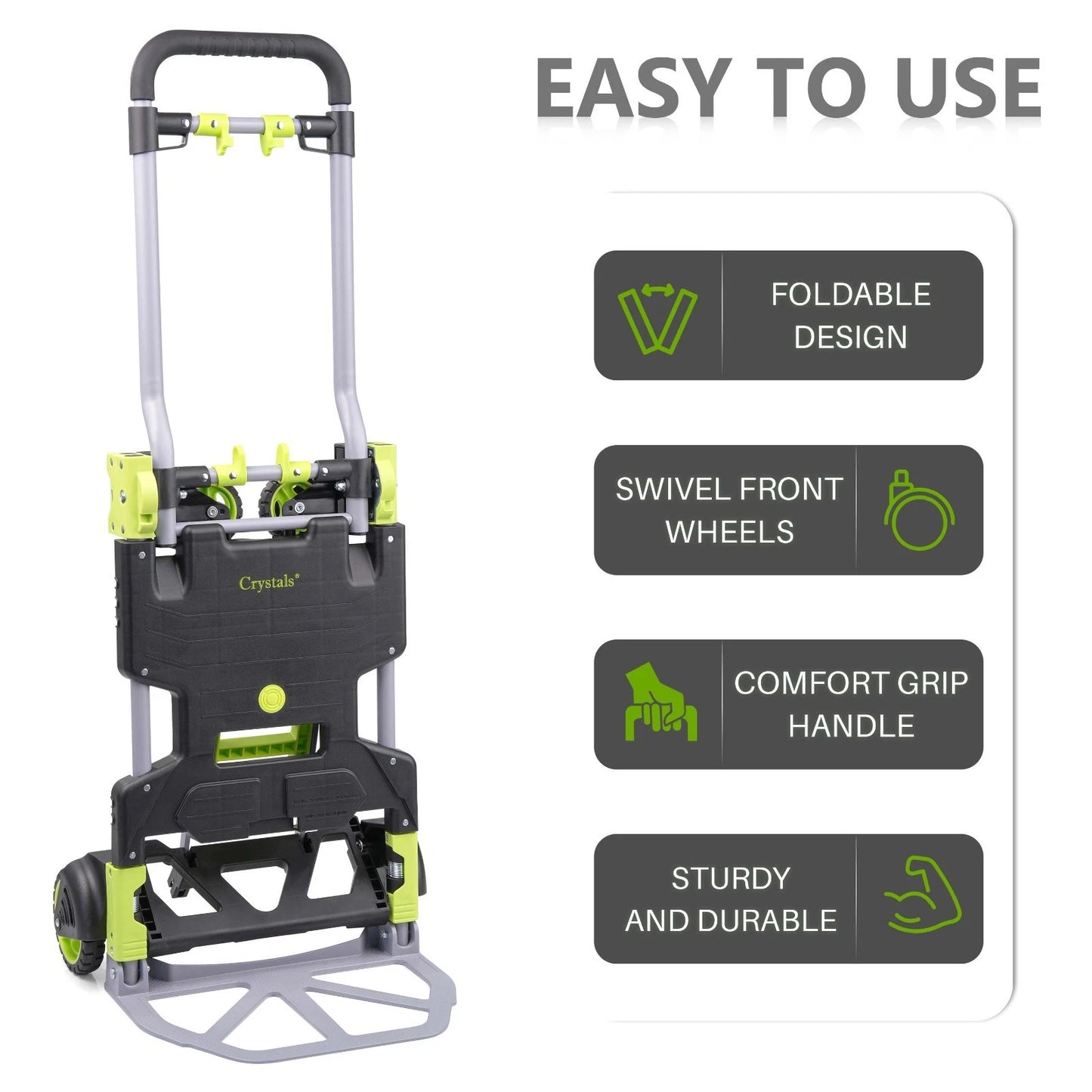 2-in-1 Folding Hand Truck & Platform Cart - 120kg Heavy Duty