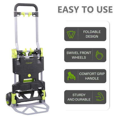 2-in-1 Folding Hand Truck & Platform Cart - 120kg Heavy Duty