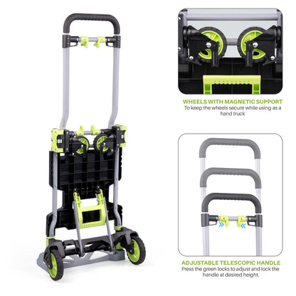 2-in-1 Folding Hand Truck & Platform Cart - 120kg Heavy Duty