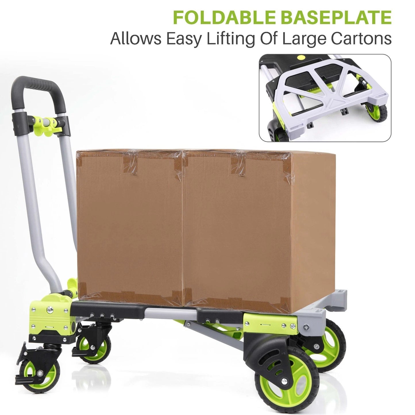 2-in-1 Folding Hand Truck & Platform Cart - 120kg Heavy Duty